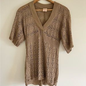 Vintage tan open knit top, Faded Glory, size M